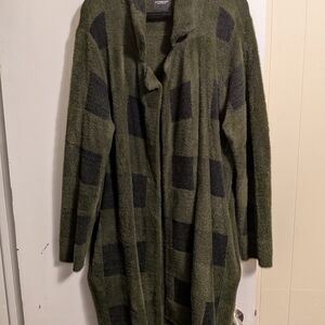 Liverpool Olive Green & Charcoal Check Teddy Coat
